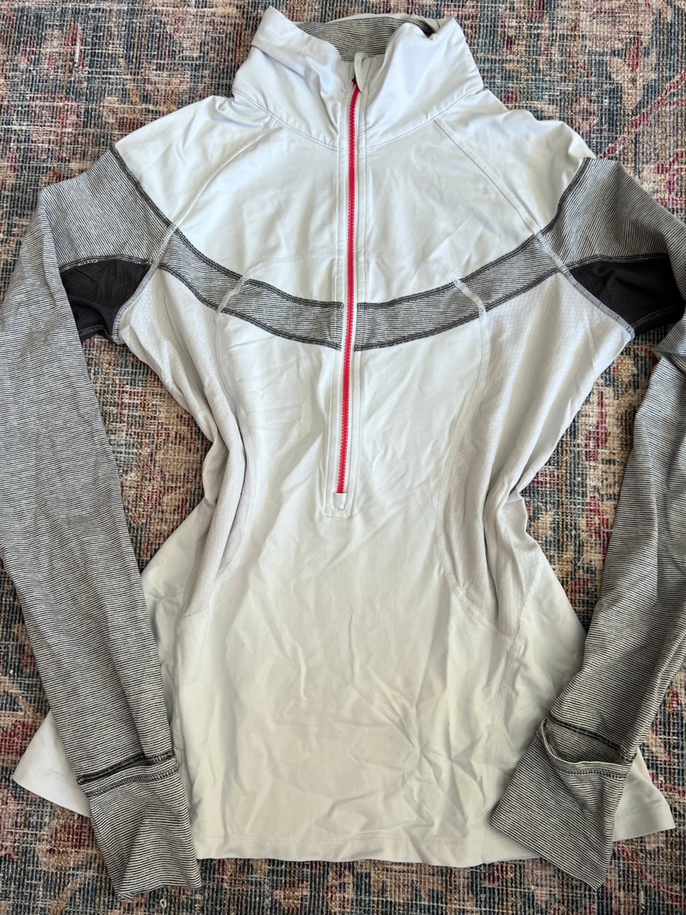 lululemon athletica White and Light Gray Half-Zip Athletic Pullover